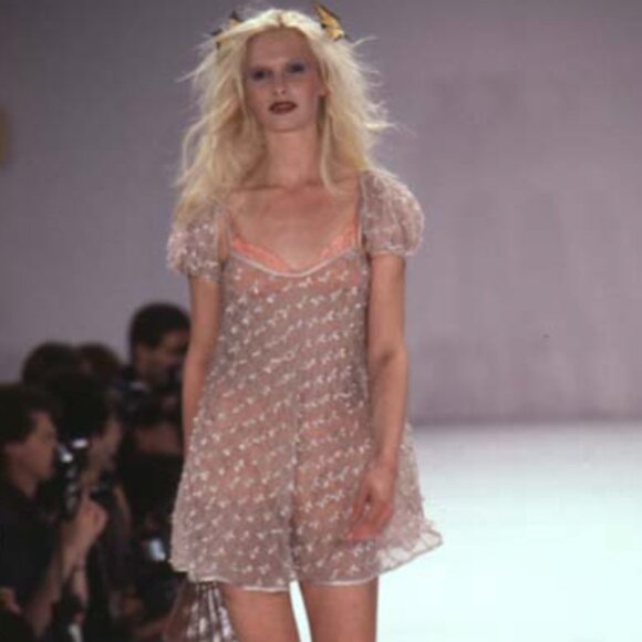 Betsey Johnson S/S 1997 Runway Archival All Over Bow Organdy Mini Dress sz Small - Picture 3 of 14